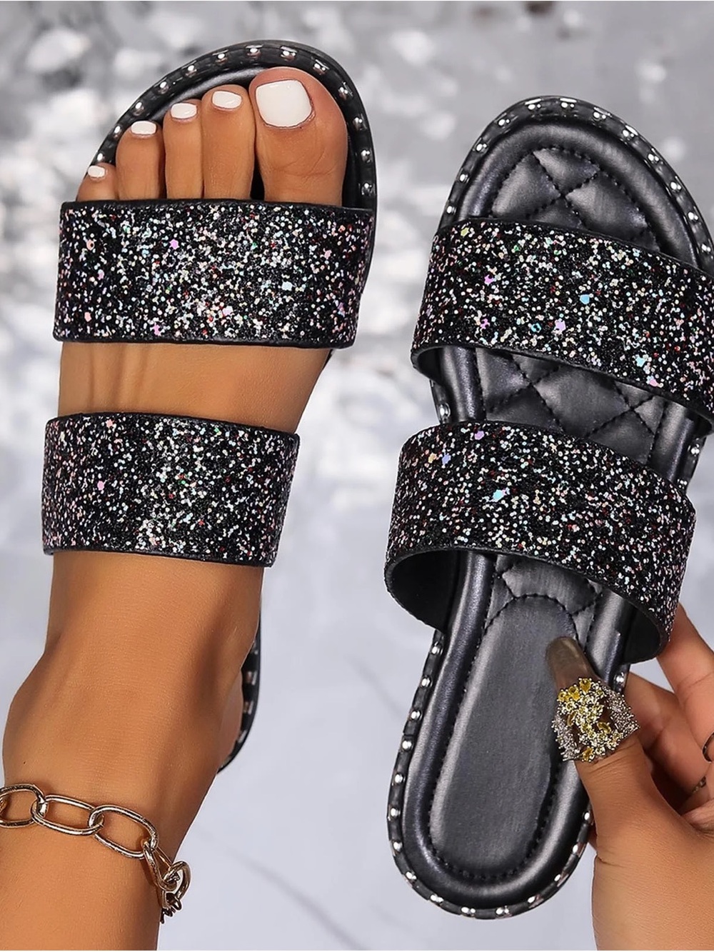 Iridescent Glitter Sandals - Picture 1 of 5